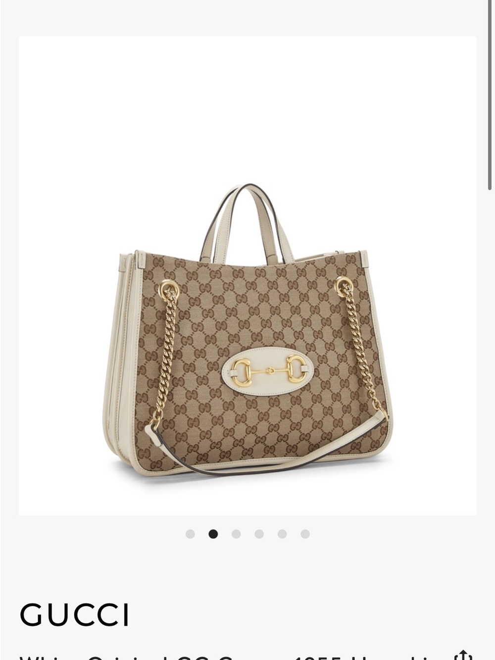 Gucci Brown GG Canvas Tote with White Trim and Gold Hardware
